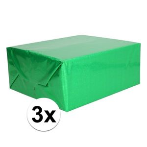 3x Holografische groen metallic folie / inpakpapier 70 x 150 cm   -
