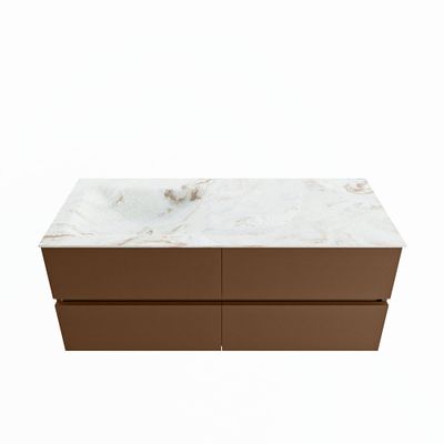 MONDIAZ VICA-DLUX 120cm badmeubel onderkast Rust 4 lades. Inbouw wastafel CLOUD links 1 kraangat, kleur Frappe.