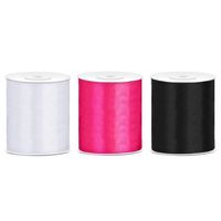 3x rollen hobby decoratie satijnlint zwart-wit-fuchsia roze 10 cm x 25 meter - Cadeaulinten