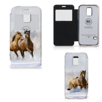 Samsung Galaxy S5 Mini Telefoonhoesje met Pasjes Paarden - thumbnail