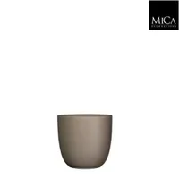 Mica Decorations tusca ronde pot mat taupe maat in cm: 13 x 14 - thumbnail