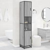 Badkamerkast 35x37,5x188,5 cm hout en metaal grijs sonoma eiken