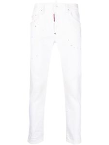 DSQUARED2 jean skinny Skater à effet taches de peinture - Blanc