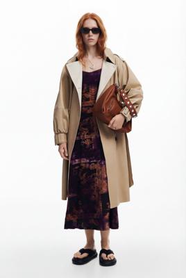 Gecombineerde trenchcoat - BROWN - XL