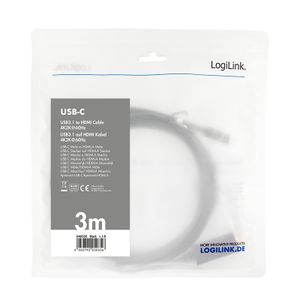LogiLink UA0330 USB Type C naar HDMI kabel zwart 3m