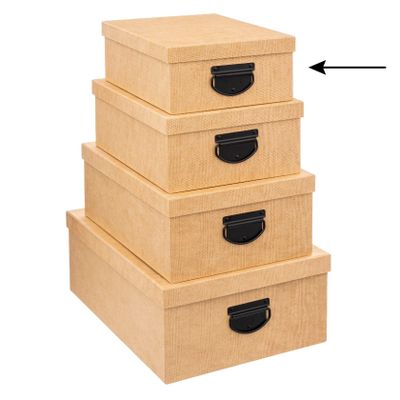 5Five Opbergdoos/box - goudgeel - L28 x B22 x H11 cm - Stevig karton - Industrialbox