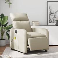 Massagestoel verstelbaar elektrisch kunstleer crèmekleurig