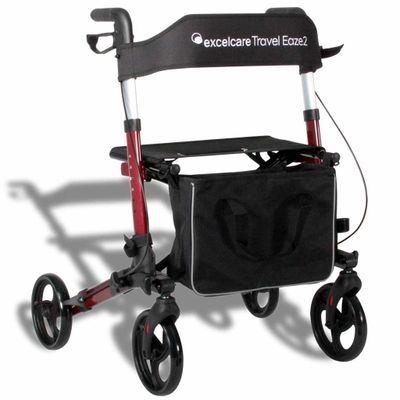 Lichtgewicht rollator Travel Eaze 2 (8 kg) | ExcelCare | Dubbel inklapbaar | Rosewood Red | 24300500