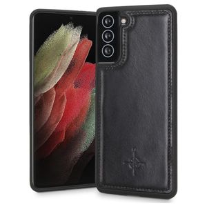 NorthLife - Samsung Galaxy S21 Plus - Backcover hoesje Echt Leer - Zwart