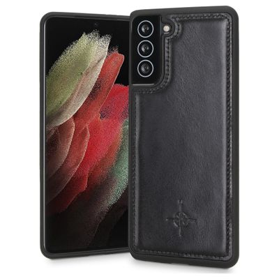 NorthLife - Samsung Galaxy S21 Plus - Backcover hoesje Echt Leer - Zwart