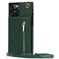 iPhone XS Max hoesje - Backcover - Pasjeshouder - Portemonnee - Koord - Kunstleer - Groen - thumbnail