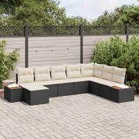 Tuinbankenset met kussen 8 pcs Zwart Poly riet