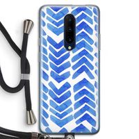 Blauwe pijlen: OnePlus 7 Pro Transparant Hoesje met koord