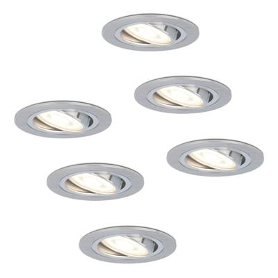 Set van 6 Chandler LED inbouwspots - GU10 5 Watt 400 lumen - 4000K Neutraal wit - Dimbaar - Rond - Kantelbaar - IP20 Voor binnen - RVS