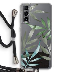 Tropical watercolor leaves: Samsung Galaxy S21 Transparant Hoesje met koord