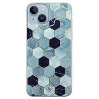 iPhone 14 Plus siliconen hoesje - Blue cubes iPhone 14 Plus siliconen hoesje - Blue cubes