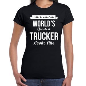 Worlds greatest trucker t-shirt zwart dames - Werelds grootste vrachtwagenchauffeur cadeau