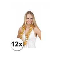 Hawaii krans - 12x - goud - stof - hawaikransen - tropisch - hawaii slinger