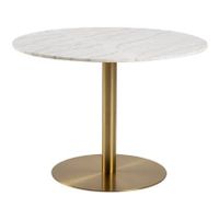 by fonQ Marble Eettafel Marmer - Ø 105 cm - Wit/Goud