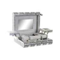 Doos-Juwelenkistje Home ESPRIT Zilverkleurig Natuurlijk Hout Aluminium 22,5 x 18,8 x 7,6 cm