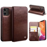 Qialino Classic iPhone 12/12 Pro Wallet Leren Hoesje - Bruin