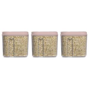 Voedselcontainer strooibus - 3x - lichtroze - 1000 ml - kunststof - 15 x 8 x 14 cm - voorraadpot