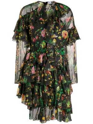 MSGM robe volantée à fleurs - Noir