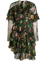 MSGM robe volantée à fleurs - Noir