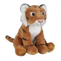 Ravensden Pluche tijger - knuffel tijger - bruin - 18 cm - wilde dieren knuffels