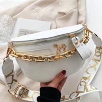 Black Crocodile Embossed PU Leather Bum Bag with Chain Detail White / one-size