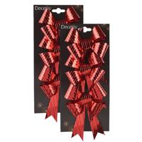 Kerst ornamenten strikken - 6x st - rood - 14 x 10 cm - kerstboomstrikjes