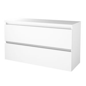 Badmeubelset BWS Salt 120x46cm Greeploos 2 Lades Met Afdekplaat Ice White