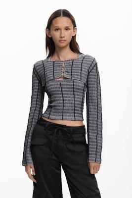 T-shirt met afneembare textuur - BLACK - L