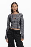 T-shirt met afneembare textuur - BLACK - L