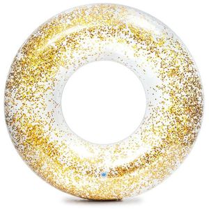 Intex opblaasbare gouden glitter zwemband/zwemring transparant 107 cm