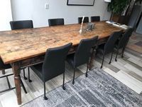 Set van 8 leren eetkamerstoelen - met wieltjes - zwart leer - Echt leer, Modern, ontdek de vele Leersoorten en Kleuren bij ShopX