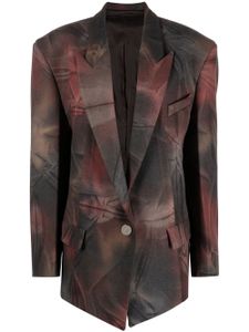 The Attico blazer oversize Glen à effet tie dye - Marron