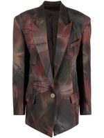 The Attico blazer oversize Glen à effet tie dye - Marron - thumbnail