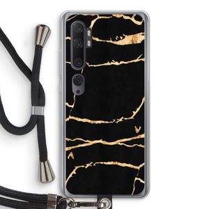 Gouden marmer: Xiaomi Mi Note 10 Transparant Hoesje met koord