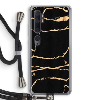 Gouden marmer: Xiaomi Mi Note 10 Transparant Hoesje met koord