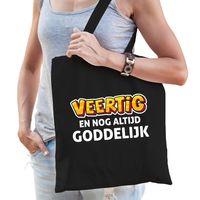 Veertig en goddelijk verjaardag cadeau tas 40 jaar zwart voor dames - thumbnail