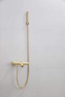 Badkraan SaniClear Brass | Opbouw | Thermostaatkraan | Incl.Handdoucheset | 2-weg | hoh 15 cm | 2-knops | Rond | Messing mat - thumbnail