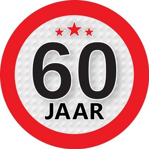 60 jaar versiering ronde sticker 9 cm