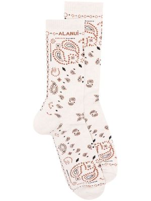 Alanui chaussettes nervurées à logo brodé - Tons neutres