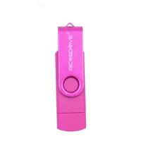 MicroDrive 32GB USB 2 0 mobiele computer dual-use roterende OTG metaal U-schijf (roze)
