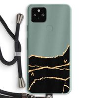Gouden marmer: Pixel 5a 5G Transparant Hoesje met koord