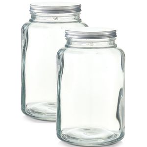 2x Grote glazen voorraadpotten/koekjespotten 4900 ml 17 x 28 cm