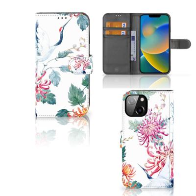 Apple iPhone 14 | Telefoonhoesje | Met pasjeshouder | Bird Flowers