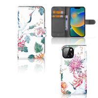 Apple iPhone 14 | Telefoonhoesje | Met pasjeshouder | Bird Flowers