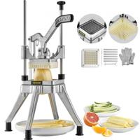 VEVOR Aardappelsnijder Fritessnijder 1/4 inch Frietsnijder Groentesnijder Commerciële Chopper Fruitsnijder met 2 vervangende messen, RVS Chopper Groentesnijder